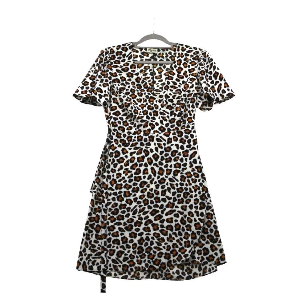 Show Me Your MuMu Leopard Print Wrap Mini Dress Medium